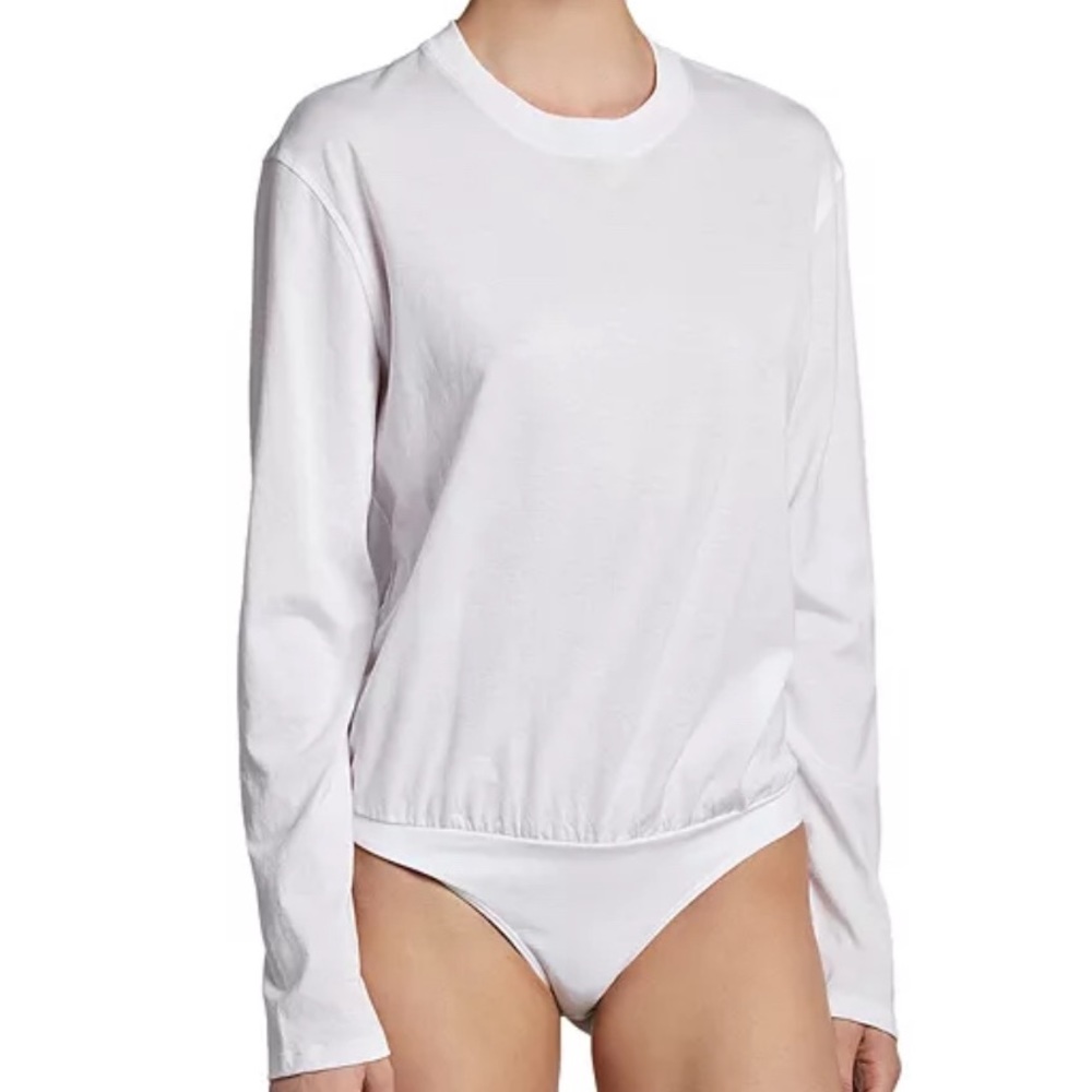New ATM Anthony Thomas Melillo Pima Cotton Long-Sleeve Bodysuit Size Small